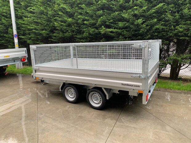 Dubbelas Elektrische kipper aanhangwagen 314x175x30 cm + loofrekken MTM 3000Kg